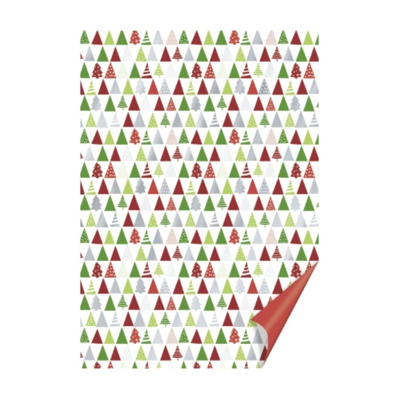 Бумага с рисунком "Елки" А4(21х29,7см) двухсторонняя Красная 300г/м2 Heyda