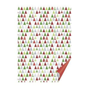 Бумага с рисунком "Елки" А4(21х29,7см) двухсторонняя Красная 300г/м2 Heyda