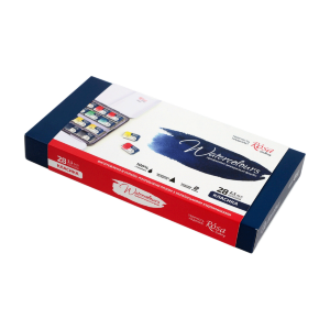 Набор акварельных красок CLASSIC металлический пенал Индиго 28цв. х 2,5мл кювета ROSA Gallery