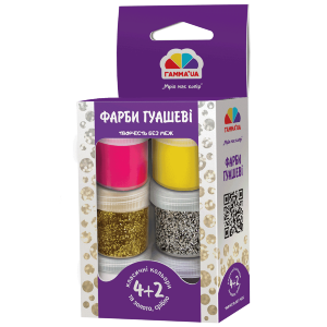 Набор гуашевых красок Творчество 6×10 мл (зол. и серебро) ГАММА’UA