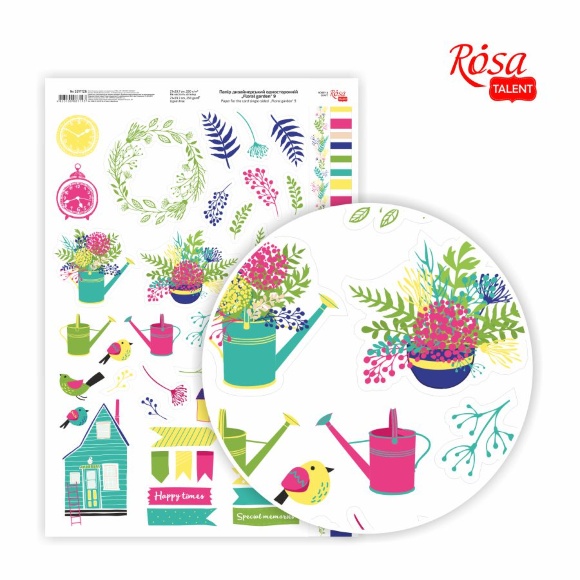 Бумага дизайнерская односторонняя „Floral garden“ 9 21х29,7см глянцевая 250г/м2 ROSA TALENT