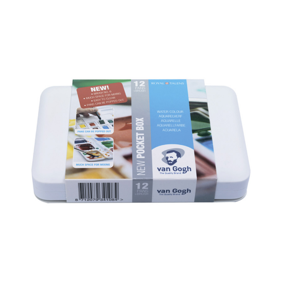Набор акварельных красок VAN GOGH Pocket box 12 кювет+кисти Royal Talens