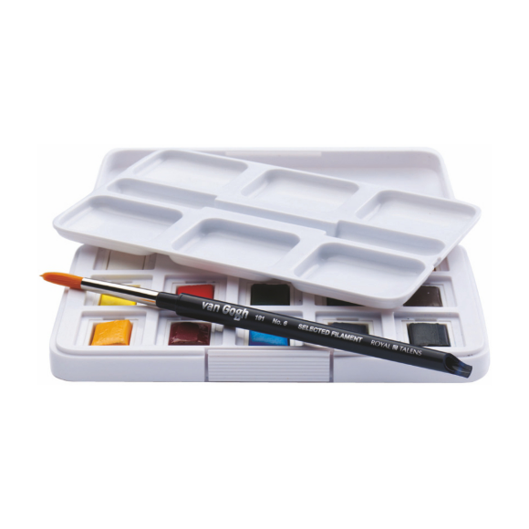 Набор акварельных красок VAN GOGH Pocket box 12 кювет+кисти Royal Talens