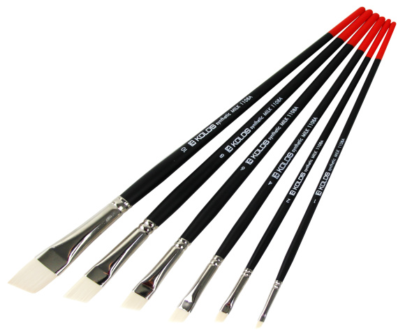 Кисть синтетика угловая Milk 1108A №1 длинная ручка KOLOS