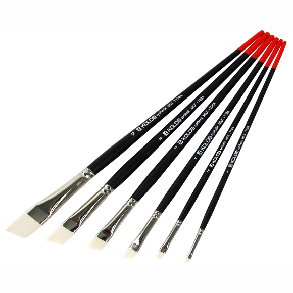 Кисть синтетика угловая Milk 1108A №1 длинная ручка KOLOS