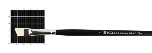 Кисть синтетика угловая Milk 1108A №1 длинная ручка KOLOS