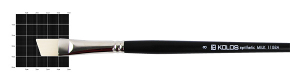 Кисть синтетика угловая Milk 1108A №1 длинная ручка KOLOS