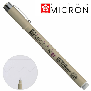 Линер PIGMA MICRON (0.1), 0,25мм Серый, Светлый, Sakura
