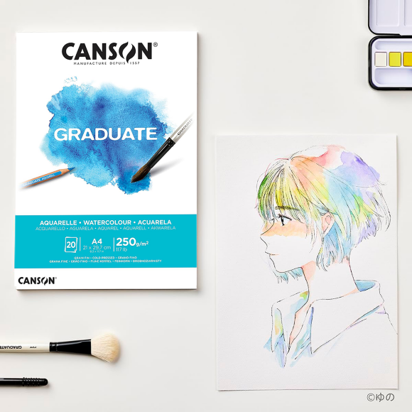 Склейка бумаги для акварели GRADUATE А4 (21х29,7см) 250г/м2 20л среднее зерно Canson Склейка бумаги для акварели GRADUATE А4 (21х29,7см) 250г/м2 20л среднее зерно Canson