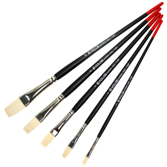 Кисть синтетика плоская удлиненная Milk 1108F №2 короткая ручка KOLOS Кисть синтетика плоская удлиненная Milk 1108F №2 короткая ручка KOLOS