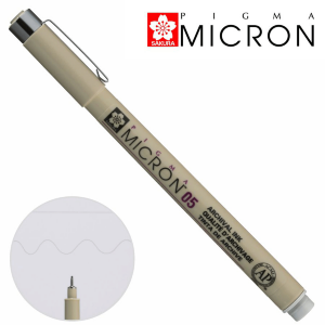 Линер PIGMA MICRON (0.5), 0,45мм Серый, Светлый, Sakura