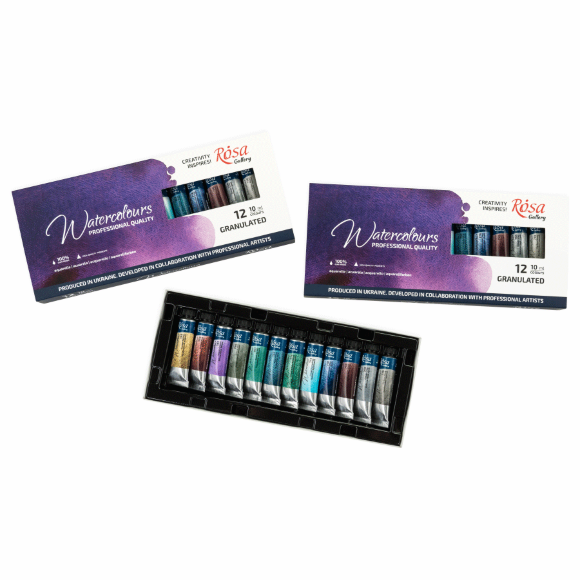 Набор акварельных красок GRANULATION 12цв 10мл туба картон ROSA Gallery Набор акварельных красок GRANULATION 12цв 10мл туба картон ROSA Gallery