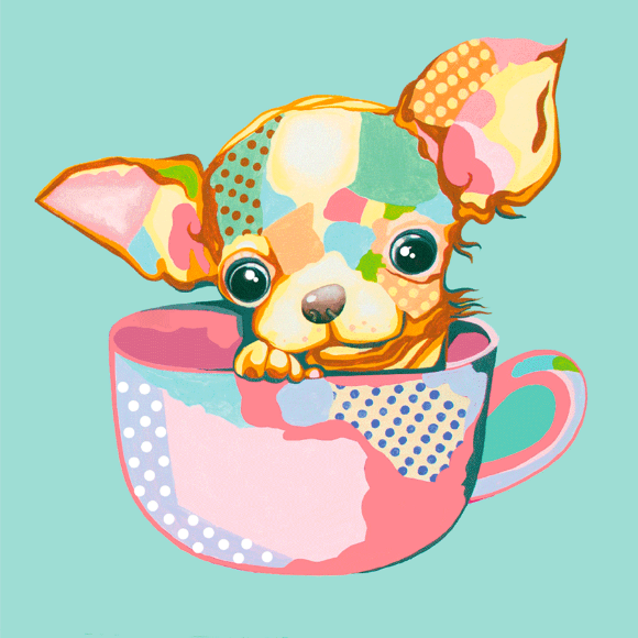 Холст на ХДФ с контуром Pop Art Puppy 20×20 хлопок акрил Arteo