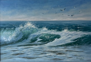 Painting Flight Over the Wave, artist Tatyana Matviyuk