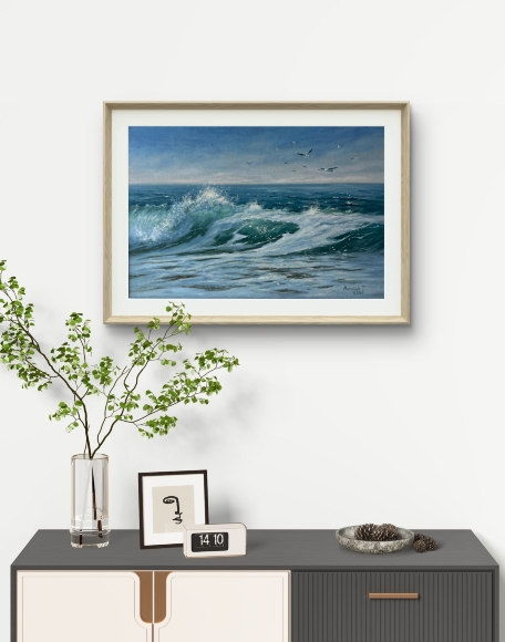 Painting Flight Over the Wave, artist Tatyana Matviyuk
