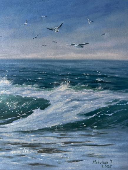 Painting Flight Over the Wave, artist Tatyana Matviyuk