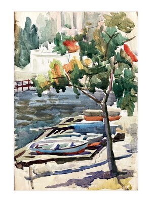 Акварель У причала, художник Кокин Михаил Акварель У причала, художник Кокин Михаил