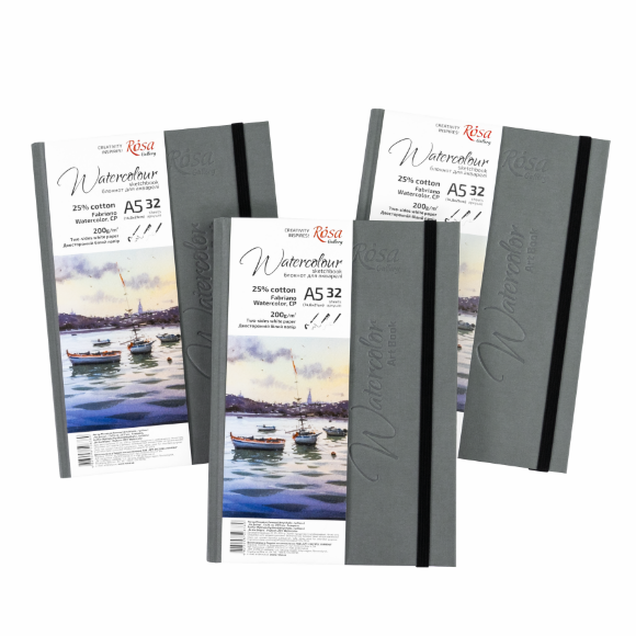 Блокнот для акварели Watercolor by Fabriano А5 200г/м2 32 л белая бумага ROSA Gallery