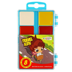 Набор детской акварели Travel kids 8 цв. б/кисти пластик ГАММА’UA