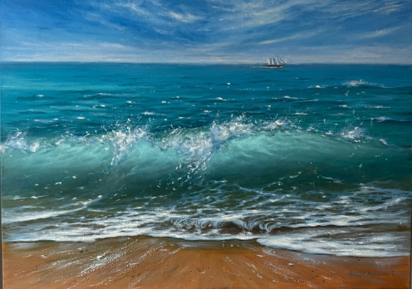 Painting Turquoise Wave, artist Tetiana Matviiuk