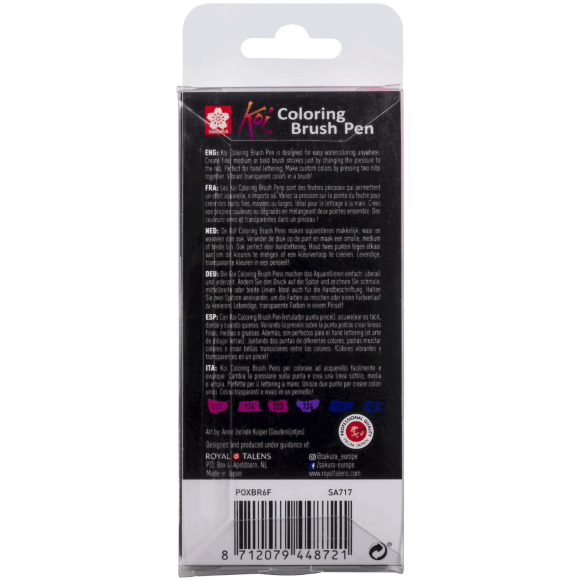 Набор маркеров Koi Coloring Brush Pen GALAXY 6цв. Sakura