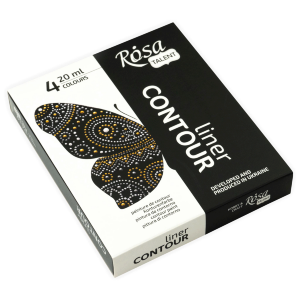 Набор универсальных контуров классические цвета и металлики 4х20 мл, ROSA Talent