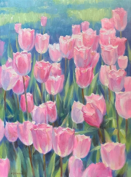 Painting Pink Tulips, artist Kudenko Oleksiy