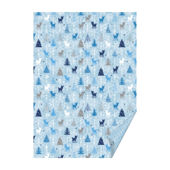 Бумага с рисунком "Новый год" А4(21х29,7см) двухсторонняя Голубой 300г/м2 Heyda