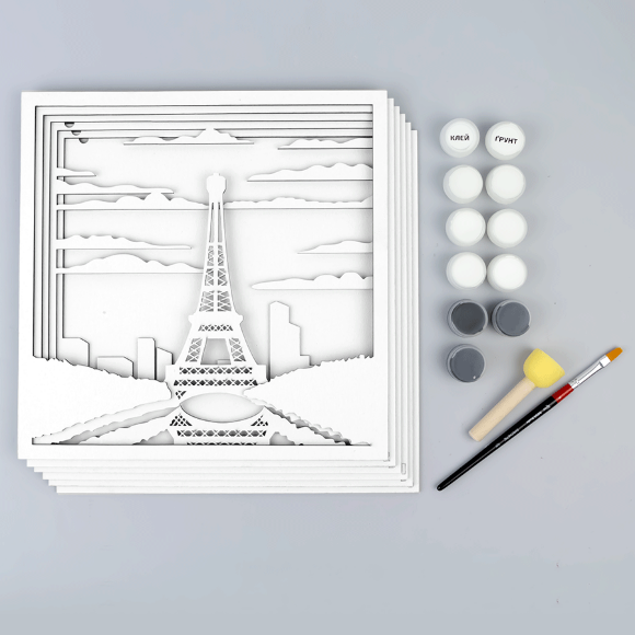 Набор картина 3D „Париж“ МДФ грунтованное 6 слоев 30х30см ROSA TALENT