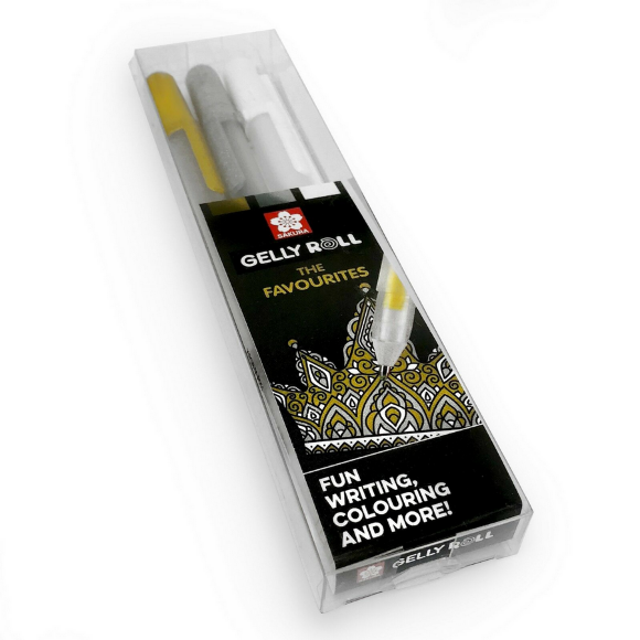 Набор гелевых ручек METALLIC ЗОЛОТО-СЕРЕБРО-БЕЛАЯ 3шт. Sakura