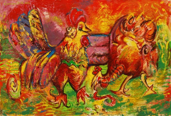 Картина Куряча ідилія, художник Кишенюк Петро