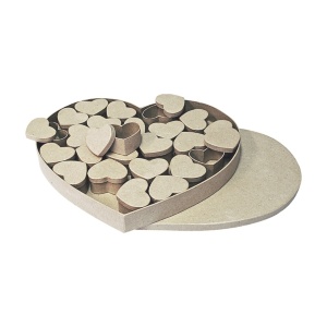 Набор картонных коробок Сердца, 37x33x4 см – 1 шт, 6,5 x 5,5 x 3,5 – 24 шт, KNORR Prandell