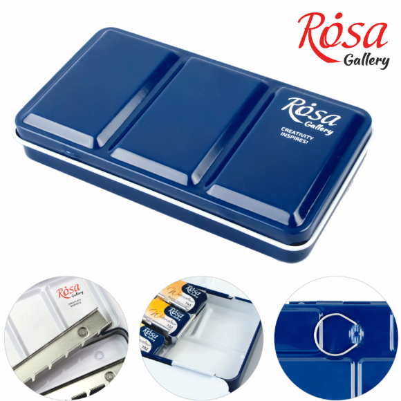 Пенал для акварельных красок Индиго 12 кювет ROSA Gallery