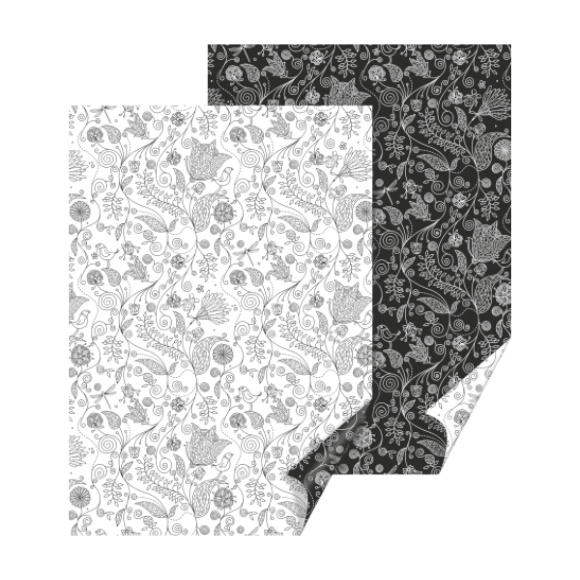 Бумага с рисунком "Flower" двухсторонняя Монохром 21х31см 200г/м2 Heyda