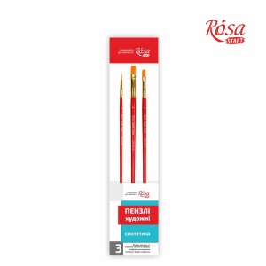 Набор кистей 5 синтетика 3шт плоская (№ 8,10) круглая (№2) к.р. ROSA START