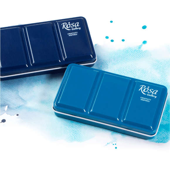 Пенал для акварельных красок Бирюза 12 кювет ROSA Gallery