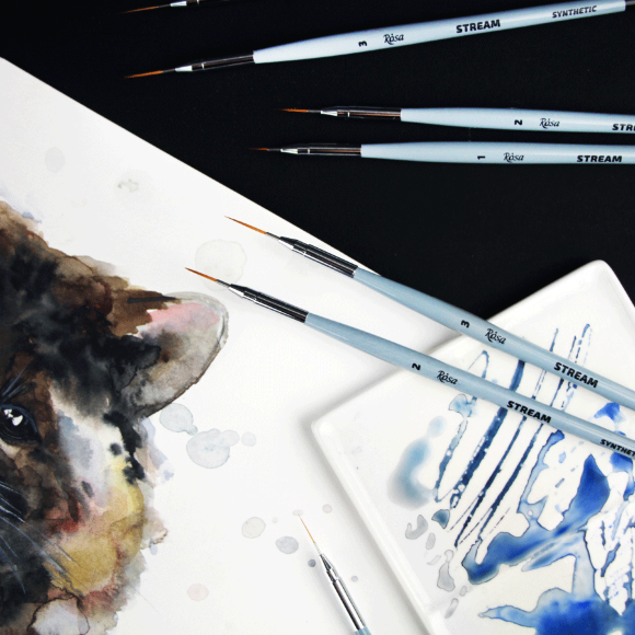 Кисть синтетика круглая лайнер STREAM 123/7 №1 короткая ручка ROSA