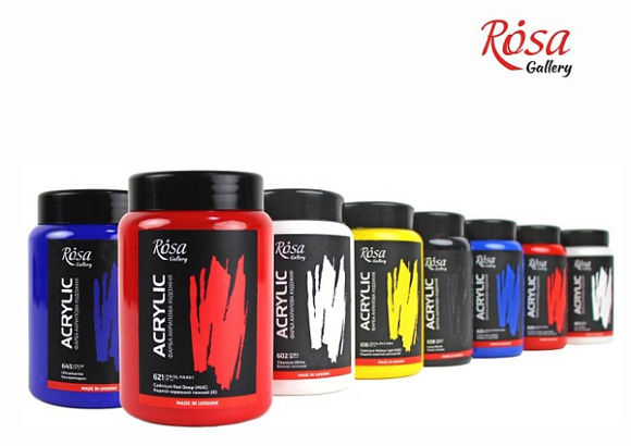 Краска акриловая Кадмий желтый светлый (616) 400мл ROSA Gallery