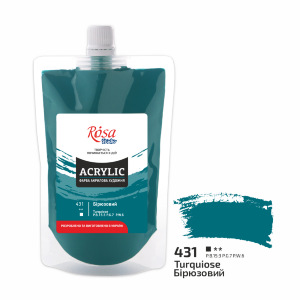 Краска акриловая Бирюзовая (431) 200 мл ROSA Studio