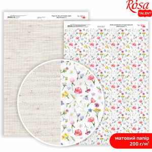 Designer paper, double-sided, matte, "Wild Flowers", 4, 21x29.7 cm, 200 g/m2, ROSA TALENT