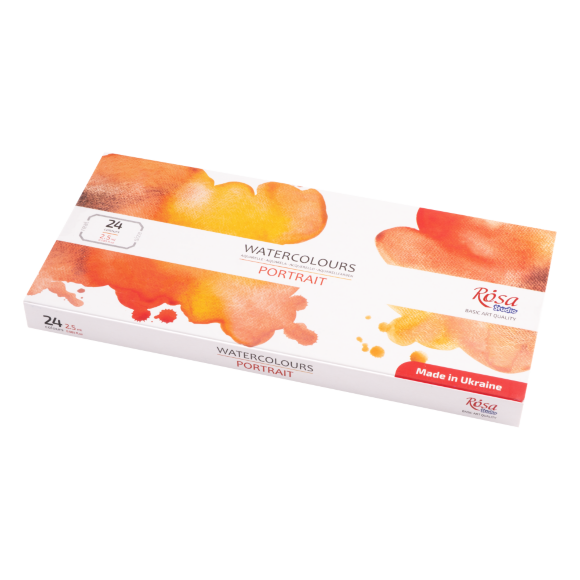 Набір акварельних фарб ROSA Studio PORTRAIT, 24x2,5 мл, кювети, картонна упаковка Набір акварельних фарб ROSA Studio PORTRAIT, 24x2,5 мл, кювети, картонна упаковка