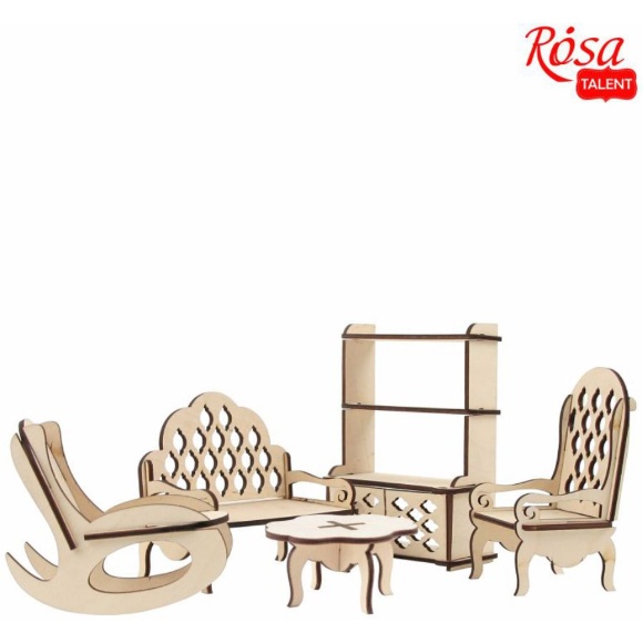 Набор кукольной мебели „Гостиная“ 2 классик 6 предметов фанера ROSA TALENT