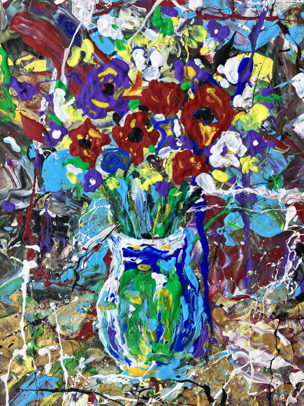 Painting Flower Still Life, artist Zaven Martirosyan Painting Flower Still Life, artist Zaven Martirosyan