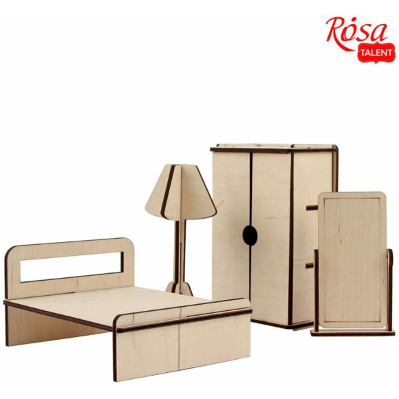 Набор кукольной мебели „Спальня“ 1 модерн 4 предмета фанера ROSA TALENT