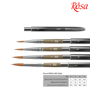 Кисть микс соболь-синтетика круглая TRAVEL BRUSH LAKE 178 №2 короткая ручка ROSA