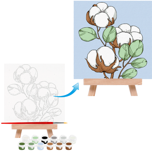 Картина по номерам „Хлопок“ 15х15см с мольбертом ROSA START