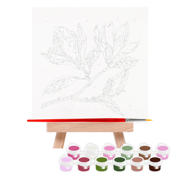 Картина по номерам „Ветвь магнолии“ 15х15см с мольбертом ROSA START