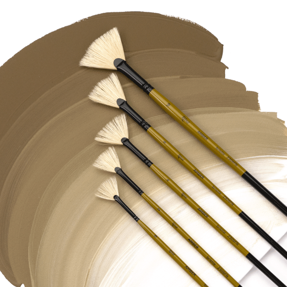 Кисть щетина веерная AMBER 2306FN №0 длинная ручка ROSA Кисть щетина веерная AMBER 2306FN №0 длинная ручка ROSA