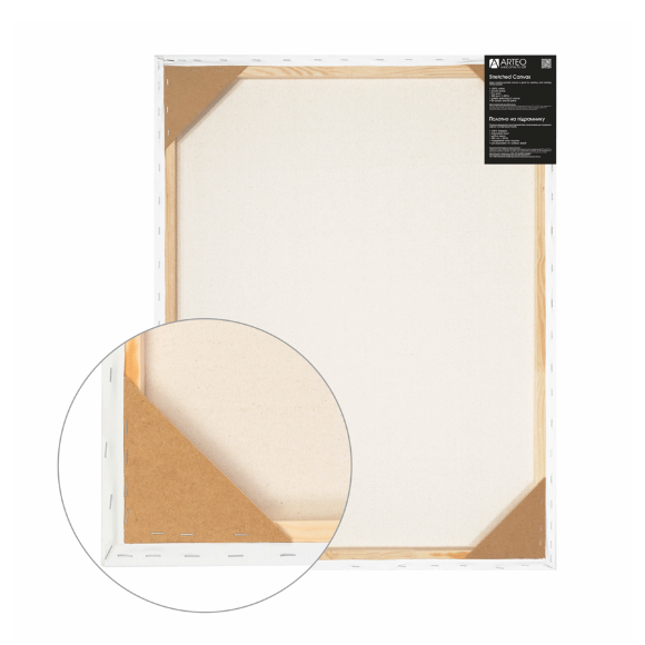 Arteo stretcher frame 45×60 cm, fine grain acrylic primer, cotton 280g/m2
