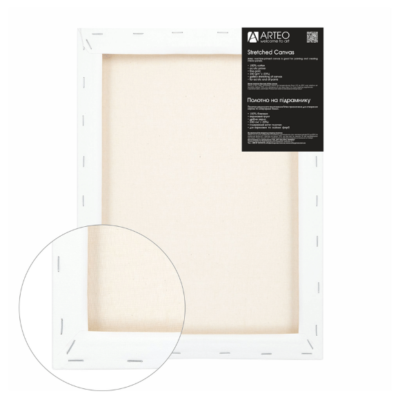 Arteo stretcher frame 45×60 cm, fine grain acrylic primer, cotton 280g/m2